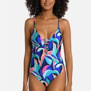 La Blanca. Reversible Plunge One Piece Swimsuit. New!